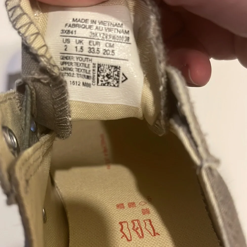 Converse All Stars youth sneakers. Size 2. Gray and White. NWOT.